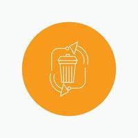 waste. disposal. garbage. management. recycle White Line Icon in Circle background. vector icon illustration