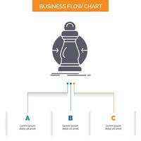 Consumption. cost. expense. lower. reduce Business Flow Chart Design with 3 Steps. Glyph Icon For Presentation Background Template Place for text. vector