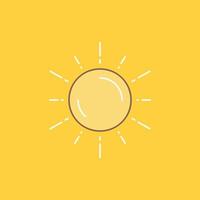 sun. space. planet. astronomy. weather Flat Line Filled Icon. Beautiful Logo button over yellow background for UI and UX. website or mobile application vector