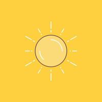 sun. space. planet. astronomy. weather Flat Line Filled Icon. Beautiful Logo button over yellow background for UI and UX. website or mobile application vector