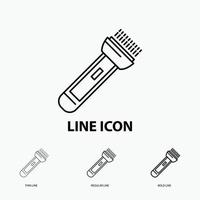 torch. light. flash. camping. hiking Icon in Thin. Regular and Bold Line Style. Vector illustration