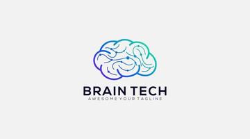 logotipo de tecnología cerebral diseño de vector de conexión creativa