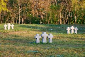 Granite stone crosses in German military cemetery, Russia photo