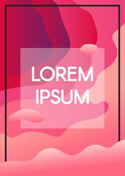 Abstract fluid waves pink background with text frame vector