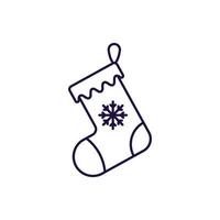 año nuevo, navidad, concepto de vacaciones. icono de línea de vector de calcetín de Navidad en estilo plano moderno. trazo editable para anuncios, sitios web, tiendas, tiendas, aplicaciones, artículos