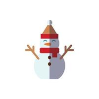 New year, Christmas, holiday concept. Vector flat illustration of snowman for web sites, apps, adverts, books, shops, stores