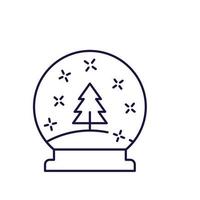 año nuevo, navidad, concepto de vacaciones. icono de línea vectorial del árbol de Navidad dentro de la bola de cristal en un estilo moderno y plano. trazo editable para anuncios, sitios web, tiendas, tiendas, aplicaciones, artículos vector