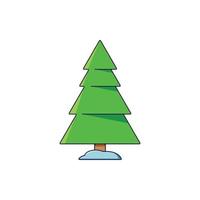 concepto de navidad y año nuevo. Ilustración de vector vibrante de árbol de Navidad en estilo de dibujos animados. imagen vívida perfecta para sitios web, libros, tiendas, almacenes
