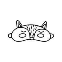 Eye mask doodle vector sleeping night accessory relax resst in traveling illustration set of face sleepy protection cartoon asleep fox