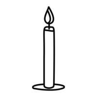 Single hand drawn doodle candle for New Year and Xmas greeting cards, posters, stickers and seasonal design. Decorative wax candle for relax and spa. vector