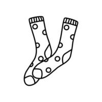 Vector illustration flat design doodle socks .Textile warm clothes socks pair cute decoration wool winter clothing.