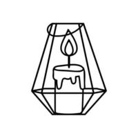 Single hand drawn doodle candle for New Year and Xmas greeting cards, posters, stickers and seasonal design. Decorative wax candle for relax and spa. vector