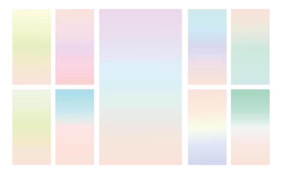 conjunto de fondo degradado pastel multicolor. plantilla de fondo degradado pastel suave. degradado de pantalla moderno para web vector