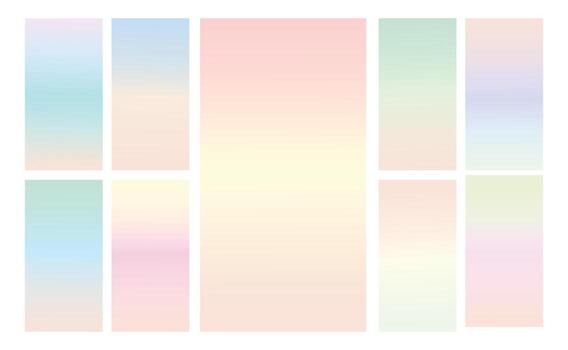 conjunto de fondo degradado pastel multicolor. plantilla de fondo degradado pastel suave. degradado de pantalla moderno para web vector