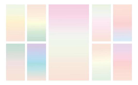 conjunto de fondo degradado pastel multicolor. plantilla de fondo degradado pastel suave. degradado de pantalla moderno para web vector