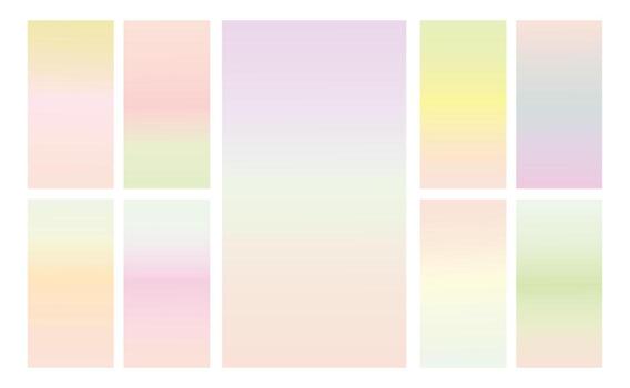 conjunto de fondo degradado pastel multicolor. plantilla de fondo degradado pastel suave. degradado de pantalla moderno para web vector