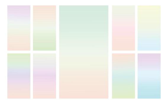 conjunto de fondo degradado pastel multicolor. plantilla de fondo degradado pastel suave. degradado de pantalla moderno para web vector