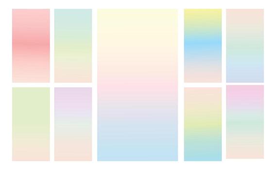 Fondo degradado pastel multicolor vectorial de pantalla moderna. degradado de color suave y vibrante para aplicaciones móviles, diseño de fondo. gradiente de color suave y brillante para aplicaciones móviles. vector