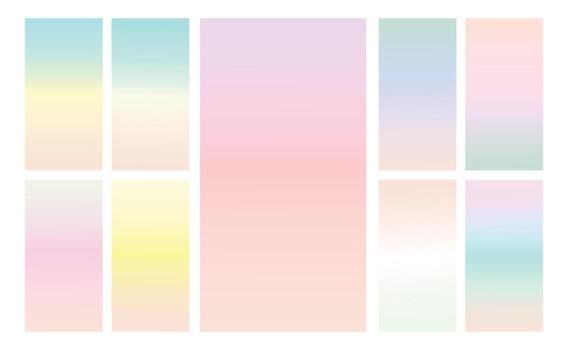 conjunto de fondo degradado pastel multicolor. plantilla de fondo degradado pastel suave. degradado de pantalla moderno para web vector