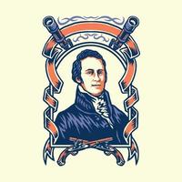 Hand drawing style with a captain clark portrait use simple colors vector