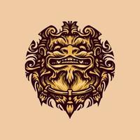Hand drawing style with a foo dog object use simple colors vector