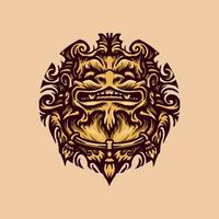 Hand drawing style with a foo dog object use simple colors vector