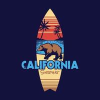 Hand drawing style with a california surfing use full colors vector