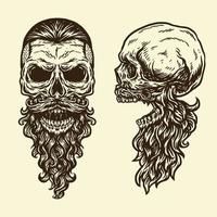 estilo de dibujo a mano con un objeto de cráneo de barba vector