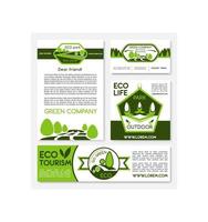 Eco tourism and green travel vector templates