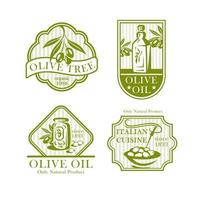 iconos vectoriales de aceite de oliva para etiquetas de productos de aceitunas vector