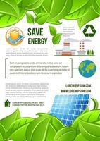 cartel de vector de ecología de energía verde y naturaleza