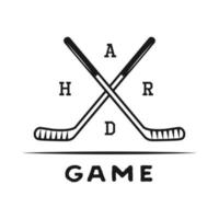 Set of vintage retro winter sport hockey emblem, logo, badge, label. mark, poster or print. Monochrome Graphic Art. Engraving style vector