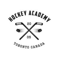 conjunto de emblema de hockey de deporte de invierno retro vintage, logotipo, placa, etiqueta. marca, cartel o impresión. arte gráfico monocromático. estilo de grabado vector