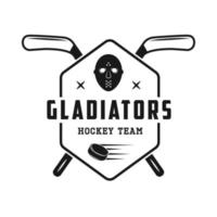 Set of vintage retro winter sport hockey emblem, logo, badge, label. mark, poster or print. Monochrome Graphic Art. Engraving style vector