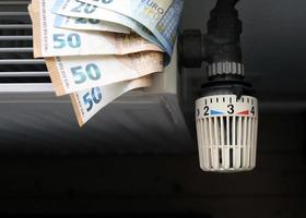 Controlling the heating costs - radiator control and Euro bills on the central heating photo