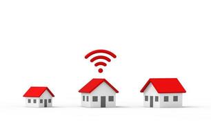 Wifi and house icon isolated on white background. 3D rendering. photo