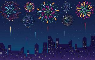 Night With Firework vector