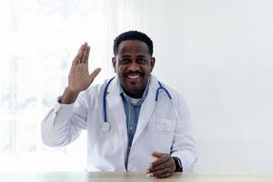 African doctors meeting Webinars with patients, medical advice. medical consultation concept photo