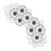 chamomile and daisy flower coloring page design with detailed line art vector graphic