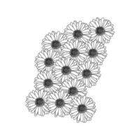 chamomile and daisy flower coloring page design with detailed line art vector graphic