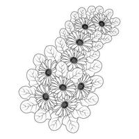 chamomile and daisy flower coloring page design with detailed line art vector graphic