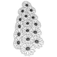 chamomile and daisy flower coloring page design with detailed line art vector graphic