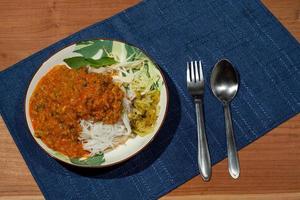 Thai food Crabmeat Curry with Fermented Rice Noodle photo