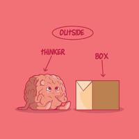 Brain thinking outside the box vector illustration. Innovation, success, learning design concept.