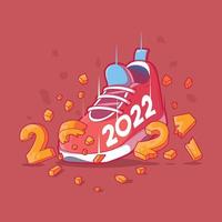 Cool Sneaker stepping on numbers vector illustration. Inspiration, motivation, funny design concept.