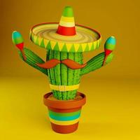 ilustración 3d de cactus divertido foto