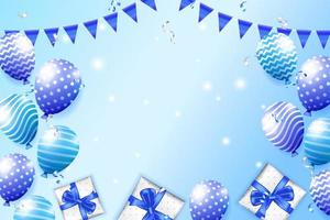 Birthday party background design with realistic balloons photo