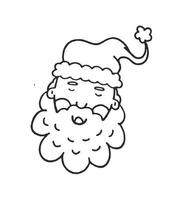 Santa Face Vector Illustration Doodle Isolated on White Background Christmas Concept