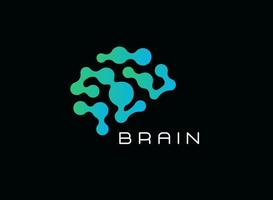 Abstract brain logo template, connected balls vector logo concept for science, medicine and technology. Vector illustration.