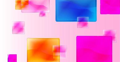 Realistic background with transparent multicolored squares and reflection effect. vector